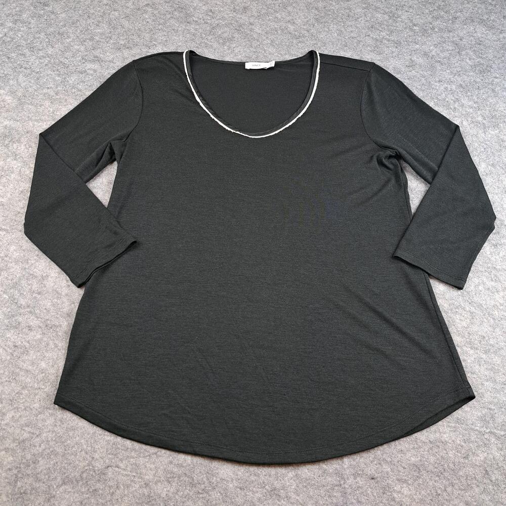 Vince Shirt Womens Small Black Scoop Neck 3/4 Sleeve Lightweight Pullover Top